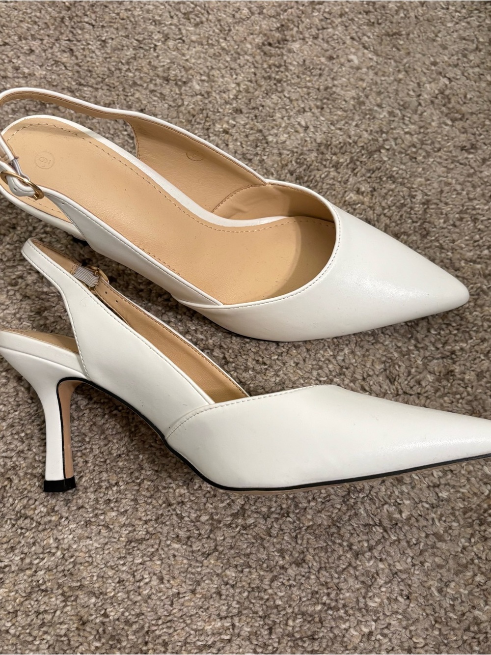 Classic White Slingback Pointed-Toe Heels
